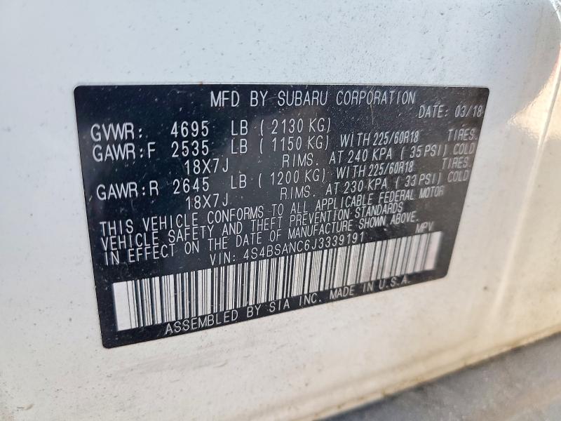 Auction sale of the 2018 Subaru Outback, vin: 4S4BSANC6J3339191, lot number: 60582836