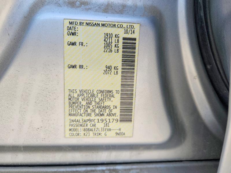 61758086 :رقم المزاد ، 1N4AL3AP9FC195179 vin ، 2015 Nissan Altima مزاد بيع