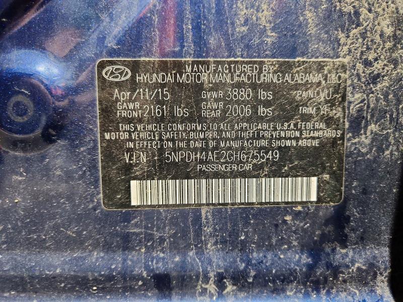 Продажа на аукционе авто 2016 Hyundai Elantra, vin: 5NPDH4AE2GH675549, номер лота: 62098376
