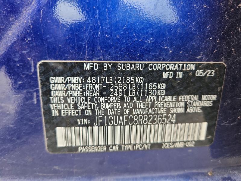 Продаж на аукціоні авто 2024 Subaru Impreza, vin: JF1GUAFC8R8236524, номер лоту: 60228406