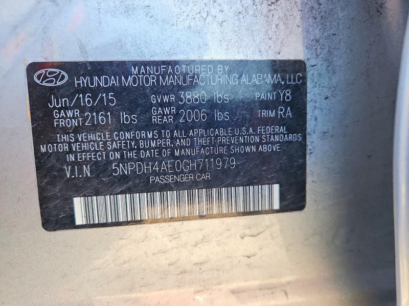 Продаж на аукціоні авто 2016 Hyundai Elantra, vin: 5NPDH4AE0GH711979, номер лоту: 63200416