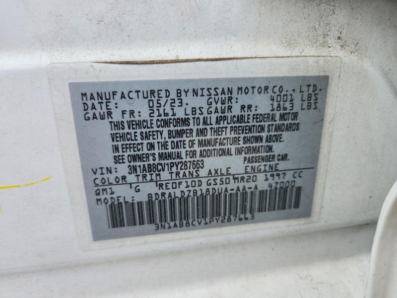 2023 Nissan Sentra მანქანა იყიდება აუქციონზე, vin: 3N1AB8CV1PY287663, აუქციონის ნომერი: 59809366