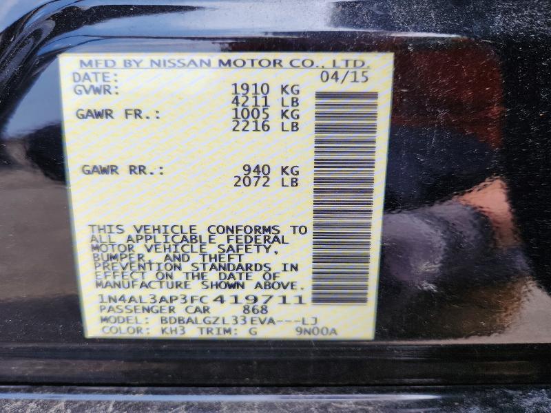 62220756 :رقم المزاد ، 1N4AL3AP3FC419711 vin ، 2015 Nissan Altima مزاد بيع