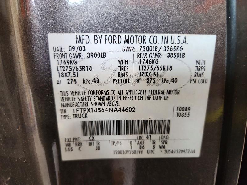 Продажа на аукционе авто 2004 Ford F150, vin: 1FTPX14564NA44602, номер лота: 60825426