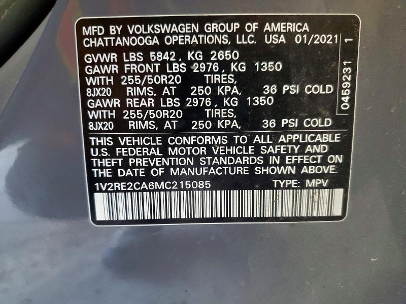Продажа на аукционе авто 2021 Volkswagen Atlas Cross Sport, vin: 1V2RE2CA6MC215085, номер лота: 61927036