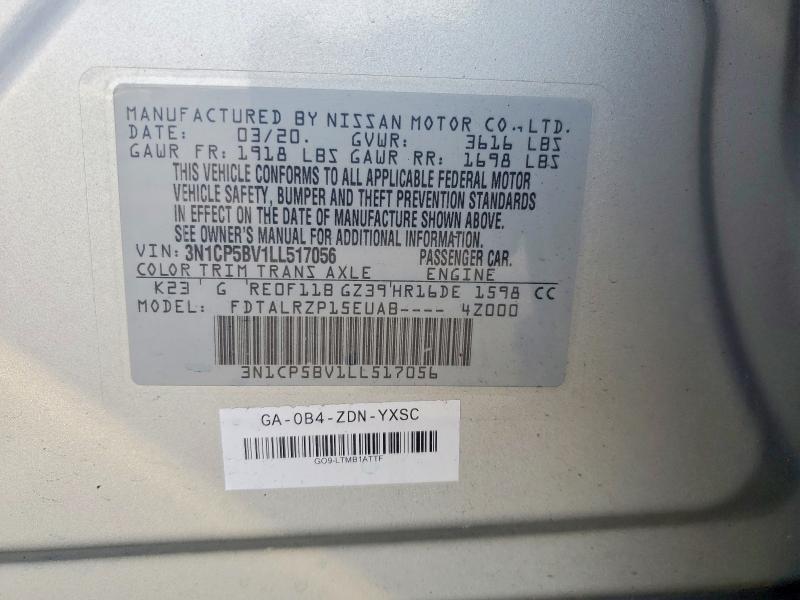 Aukcja sprzedaży 2020 Nissan Kicks, vin: 3N1CP5BV1LL517056, numer aukcji: 62529686