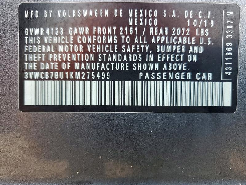 Продажа на аукционе авто 2019 Volkswagen Jetta, vin: 3VWCB7BU1KM275499, номер лота: 62522356