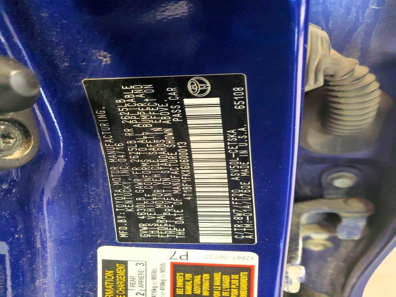 60775776 :رقم المزاد ، 4T1BF1FKXGU600013 vin ، 2016 Toyota Camry مزاد بيع