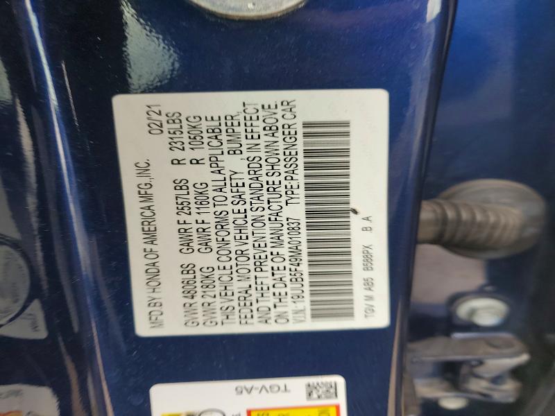63467346 :رقم المزاد ، 19UUB5F49MA010837 vin ، 2021 Acura Tlx مزاد بيع