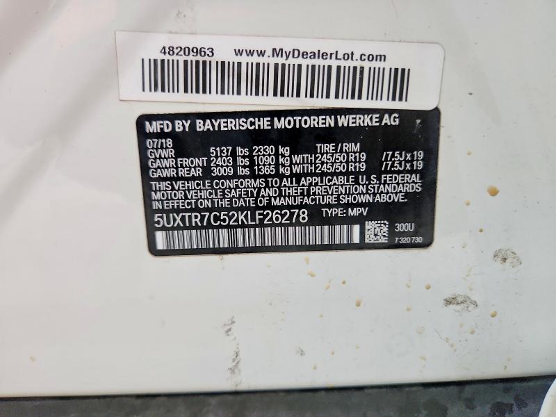 Продаж на аукціоні авто 2019 Bmw X3, vin: 5UXTR7C52KLF26278, номер лоту: 60374676