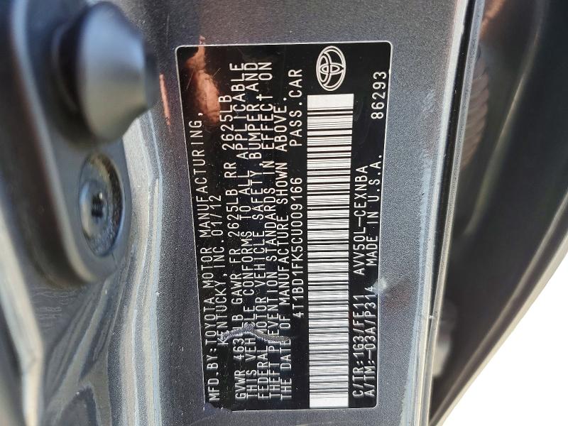Продаж на аукціоні авто 2012 Toyota Camry Hybrid, vin: 4T1BD1FK5CU009166, номер лоту: 61737296