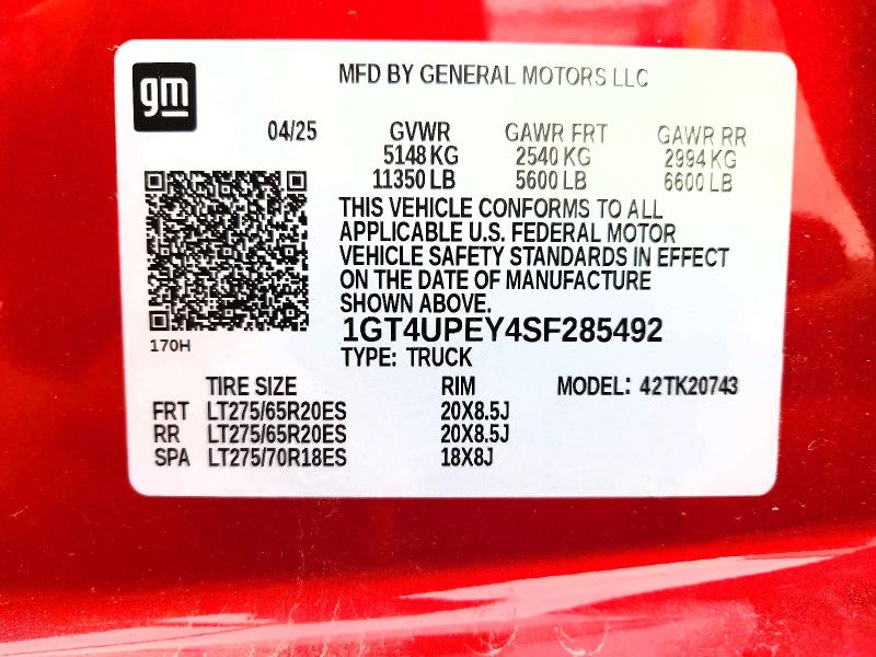 Продажа на аукционе авто 2025 Gmc Sierra, vin: 1GT4UPEY4SF285492, номер лота: 62446676