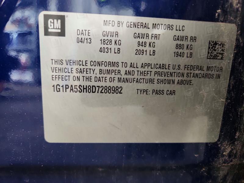62619756 :رقم المزاد ، 1G1PA5SH8D7288982 vin ، 2013 Chevrolet Cruze مزاد بيع