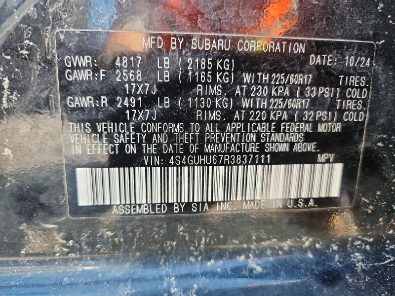 2024 Subaru Crosstrek მანქანა იყიდება აუქციონზე, vin: 4S4GUHU67R3837111, აუქციონის ნომერი: 62282926