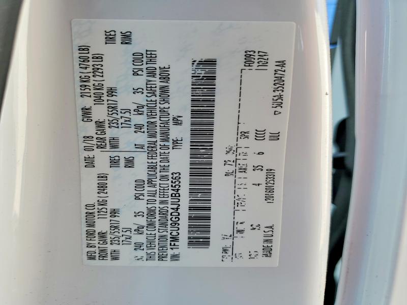Продаж на аукціоні авто 2018 Ford Escape, vin: 1FMCU9GD4JUB45563, номер лоту: 62874236