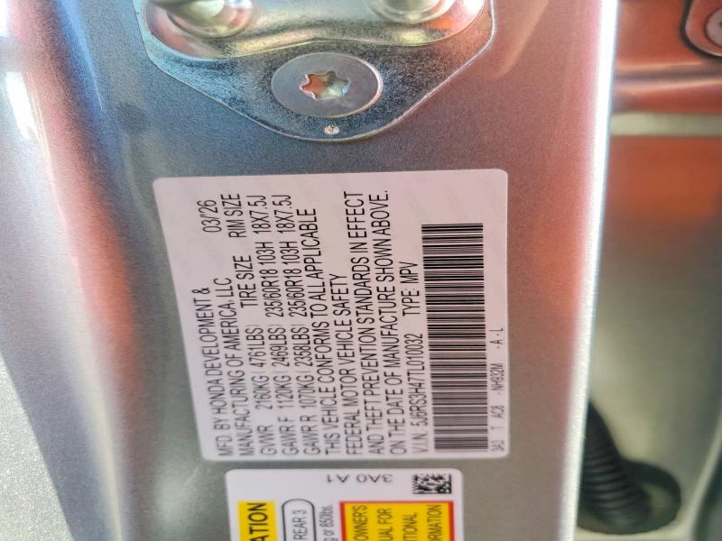 Aukcja sprzedaży 2026 Honda Cr-v, vin: 5J6RS3H47TL010032, numer aukcji: 58763696