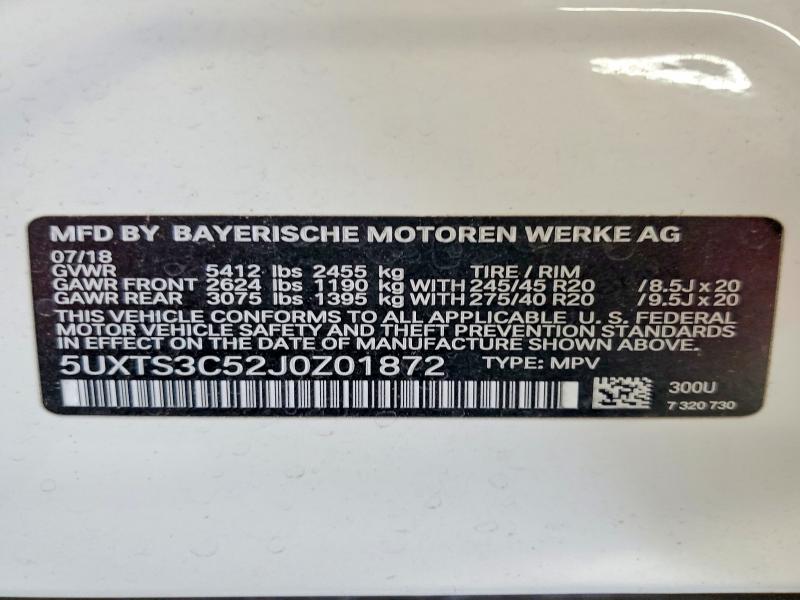 Продажа на аукционе авто 2018 Bmw X3, vin: 5UXTS3C52J0Z01872, номер лота: 59316556