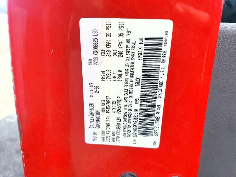 Продаж на аукціоні авто 2006 Dodge Ram 1500, vin: 1D7HA16K46J191610, номер лоту: 61768586