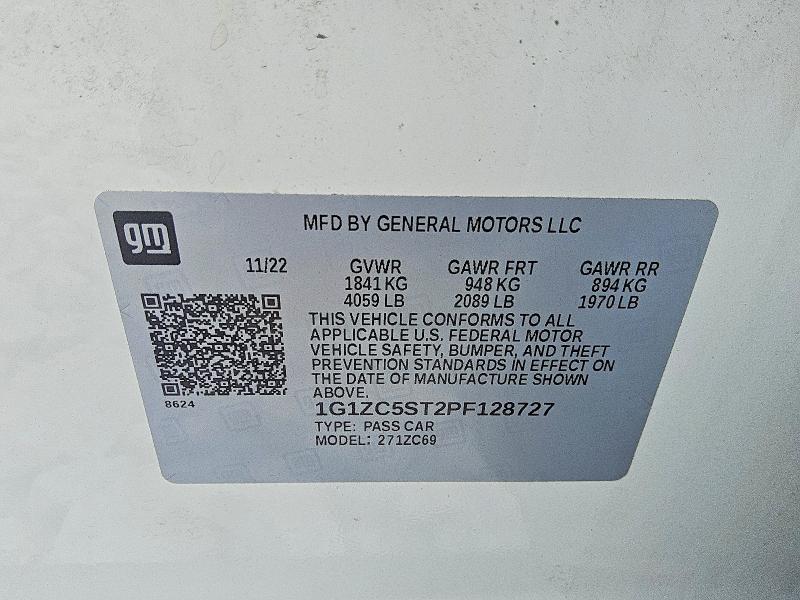 Продажа на аукционе авто 2023 Chevrolet Malibu, vin: 1G1ZC5ST2PF128727, номер лота: 59114066