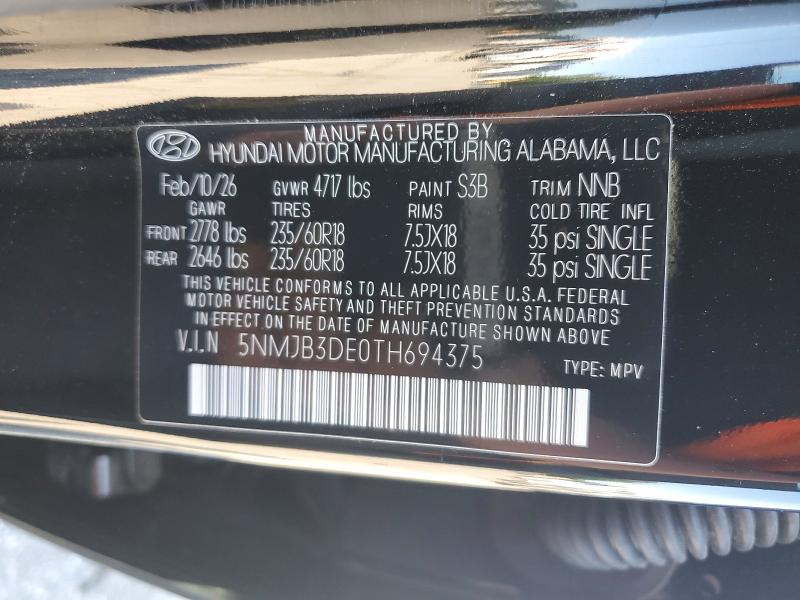 2026 Hyundai Tucson მანქანა იყიდება აუქციონზე, vin: 5NMJB3DE0TH694375, აუქციონის ნომერი: 62244386