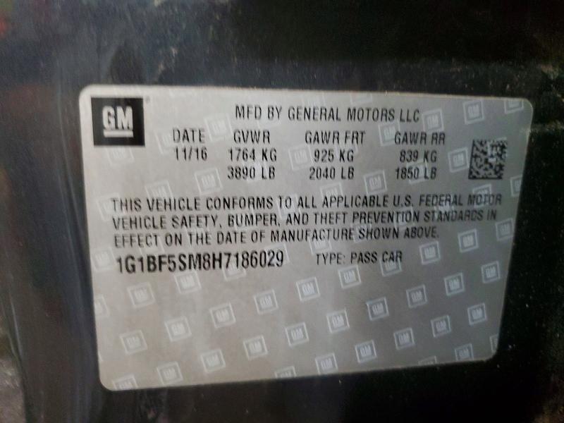 Aukcja sprzedaży 2017 Chevrolet Cruze, vin: 1G1BF5SM8H7186029, numer aukcji: 62809016