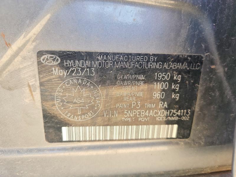 2013 Hyundai Sonata მანქანა იყიდება აუქციონზე, vin: 5NPEB4ACXDH754113, აუქციონის ნომერი: 61162676