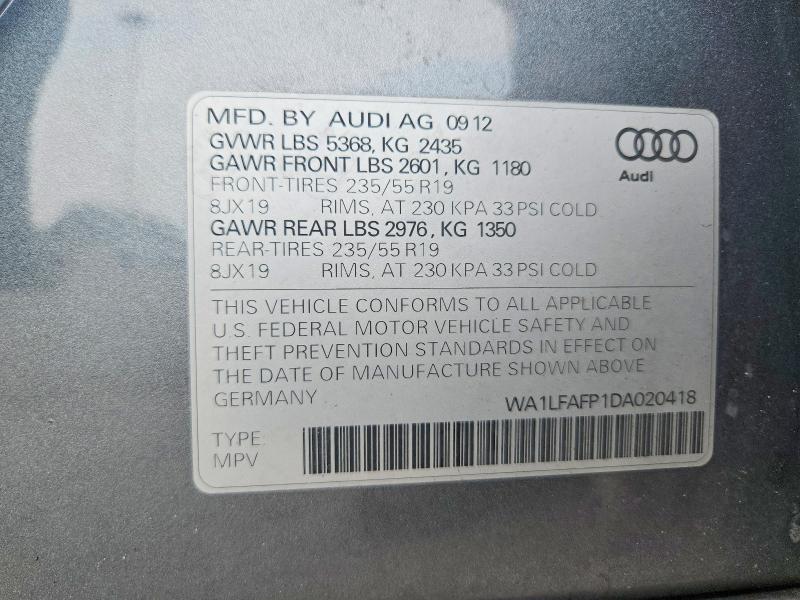 Aukcja sprzedaży 2013 Audi Q5, vin: WA1LFAFP1DA020418, numer aukcji: 62327876