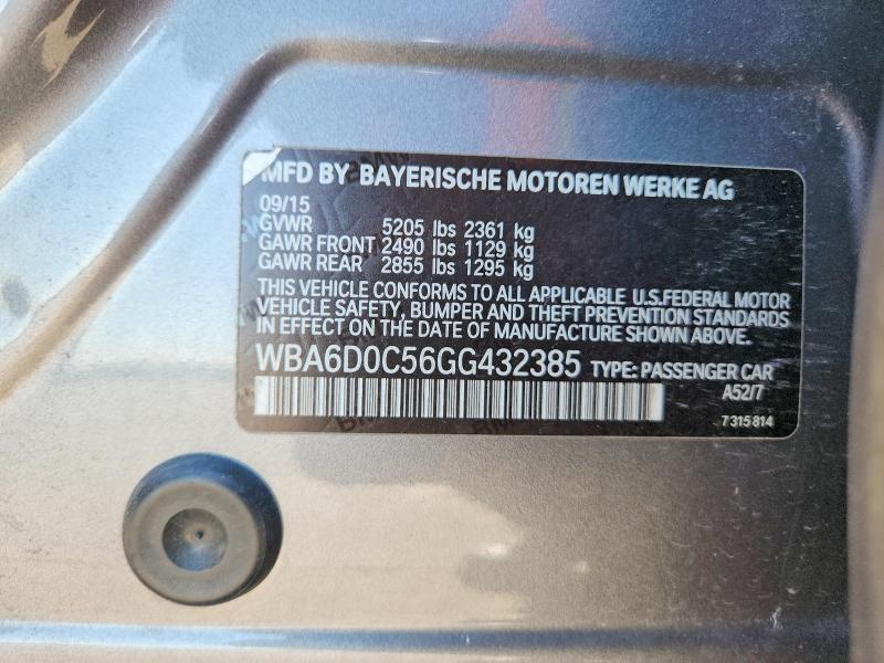 Aukcja sprzedaży 2016 Bmw 640, vin: WBA6D0C56GG432385, numer aukcji: 59185956