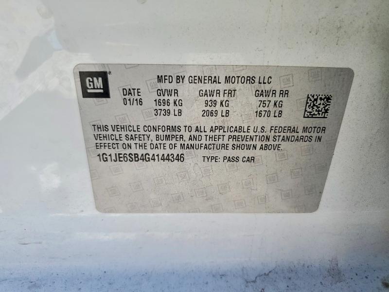 Продаж на аукціоні авто 2016 Chevrolet Sonic, vin: 1G1JE6SB4G4144346, номер лоту: 59658206