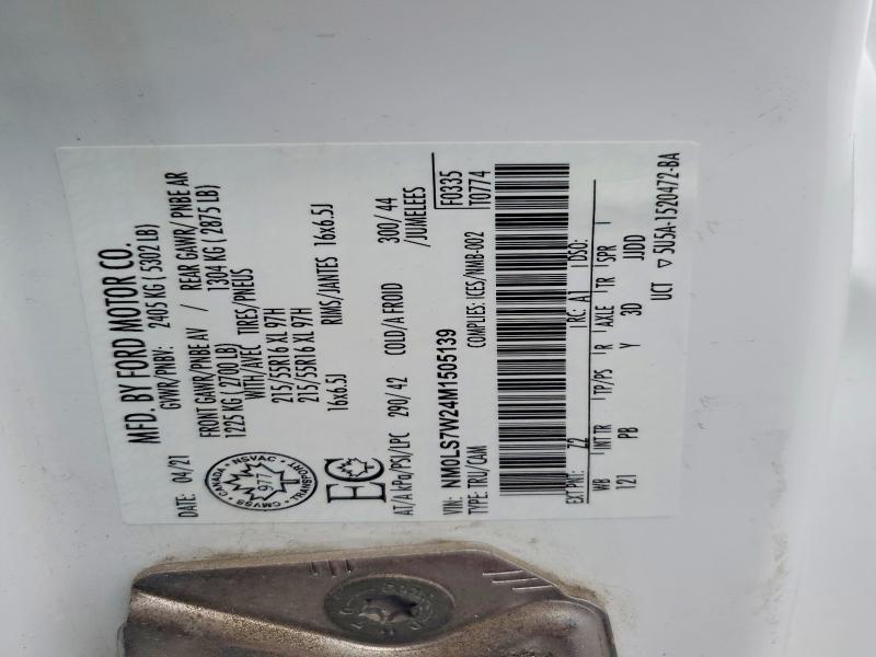 2021 Ford Transit Connect მანქანა იყიდება აუქციონზე, vin: NM0LS7W24M1505139, აუქციონის ნომერი: 60779686