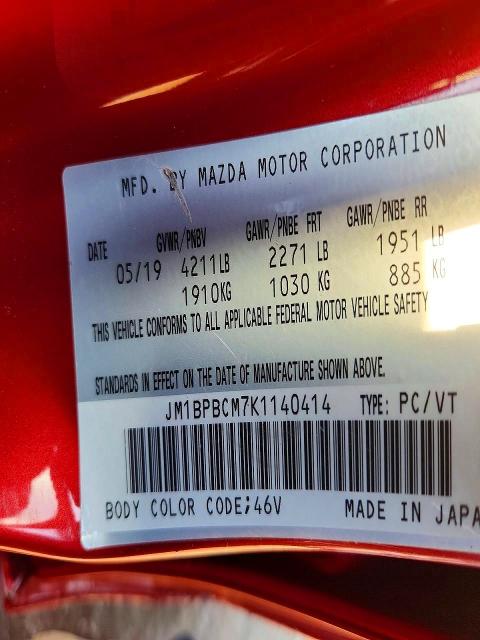 Продажа на аукционе авто 2019 Mazda 3, vin: JM1BPBCM7K1140414, номер лота: 58461366