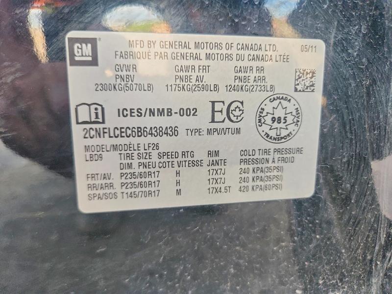 2011 Chevrolet Equinox მანქანა იყიდება აუქციონზე, vin: 2CNFLCEC6B6438436, აუქციონის ნომერი: 61069616
