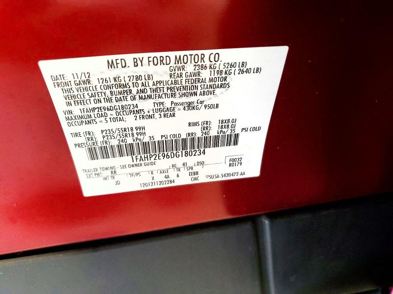Продаж на аукціоні авто 2013 Ford Taurus, vin: 1FAHP2E96DG180234, номер лоту: 60683876