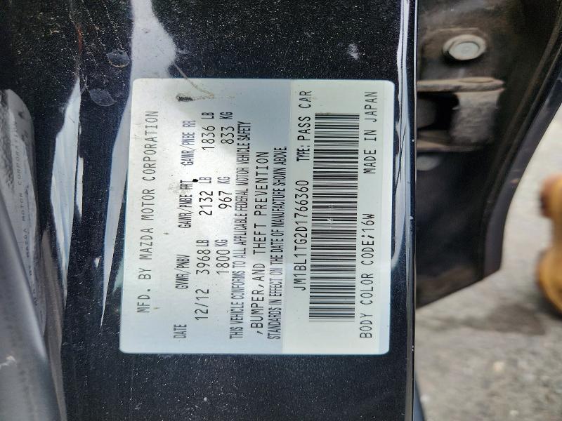 Продажа на аукционе авто 2013 Mazda 3, vin: JM1BL1TG2D1766360, номер лота: 63185336