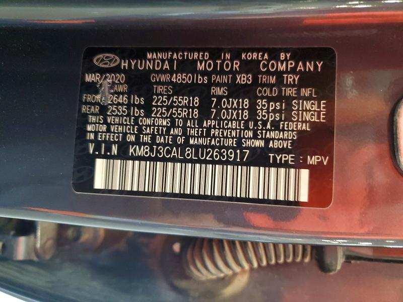 Aukcja sprzedaży 2020 Hyundai Tucson, vin: KM8J3CAL8LU263917, numer aukcji: 62752496
