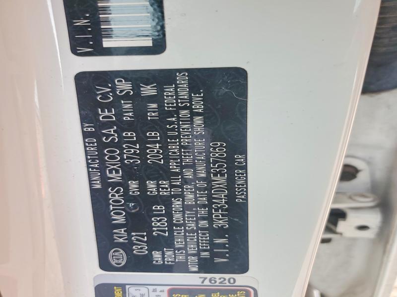 Aukcja sprzedaży 2021 Kia Forte, vin: 3KPF34ADXME357869, numer aukcji: 61351066