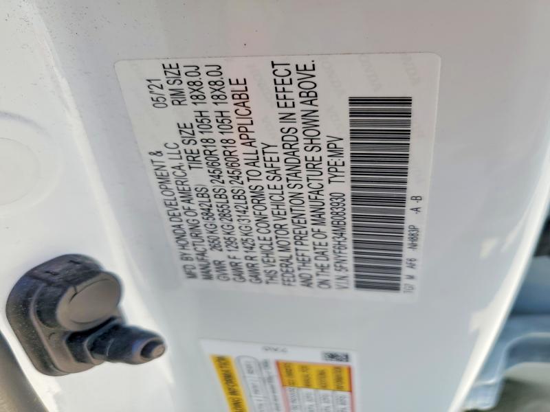 Продажа на аукционе авто 2021 Honda Pilot, vin: 5FNYF6H34MB083930, номер лота: 61266736