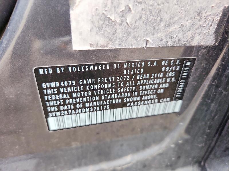 62822956 :رقم المزاد ، 3VW2K7AJ0DM378175 vin ، 2013 Volkswagen Jetta مزاد بيع