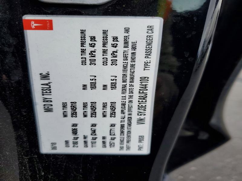 Продажа на аукционе авто 2018 Tesla Model 3, vin: 5YJ3E1EA8JF044109, номер лота: 59998136