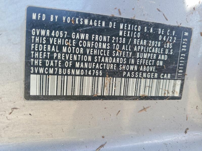 Aukcja sprzedaży 2022 Volkswagen Jetta, vin: 3VWCM7BU6NM014755, numer aukcji: 61519696
