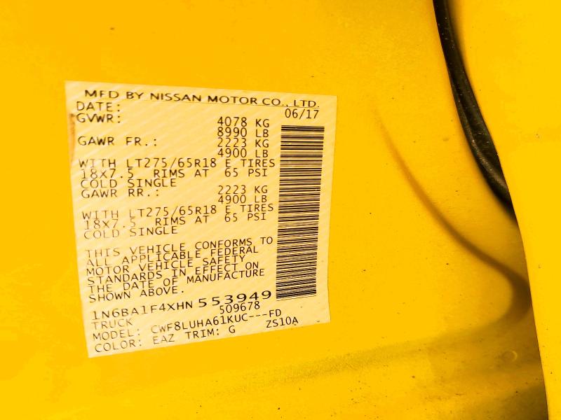 Aukcja sprzedaży 2017 Nissan Titan Xd, vin: 1N6BA1F4XHN553949, numer aukcji: 59654306