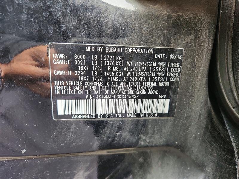 Auction sale of the 2019 Subaru Ascent, vin: 4S4WMAFD3K3415633, lot number: 59228806