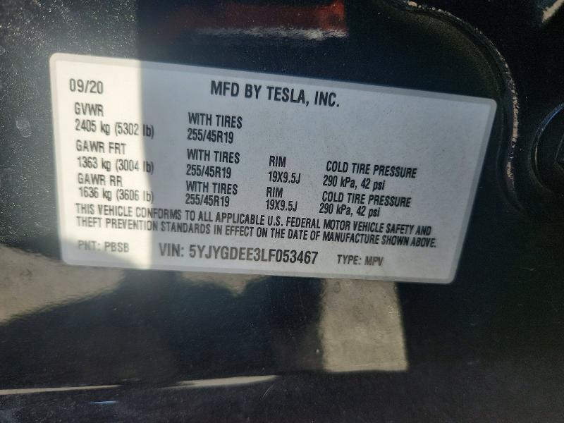 Aukcja sprzedaży 2020 Tesla Model Y, vin: 5YJYGDEE3LF053467, numer aukcji: 61245166