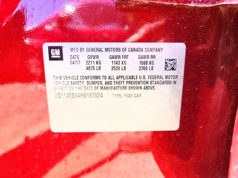 Aukcja sprzedaży 2017 Chevrolet Impala, vin: 2G1145S34H9187024, numer aukcji: 63002486