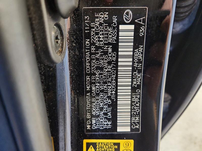Aukcja sprzedaży 2013 Lexus Ct, vin: JTHKD5BH4D2171405, numer aukcji: 62016216