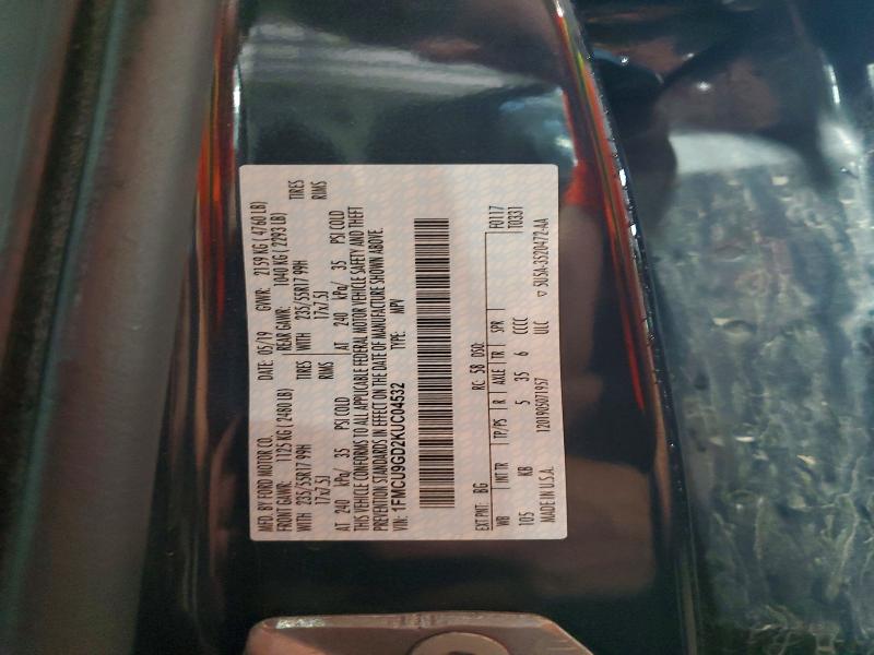 95588955 :رقم المزاد ، 1FMCU9GD2KUC04532 vin ، 2019 Ford Escape مزاد بيع