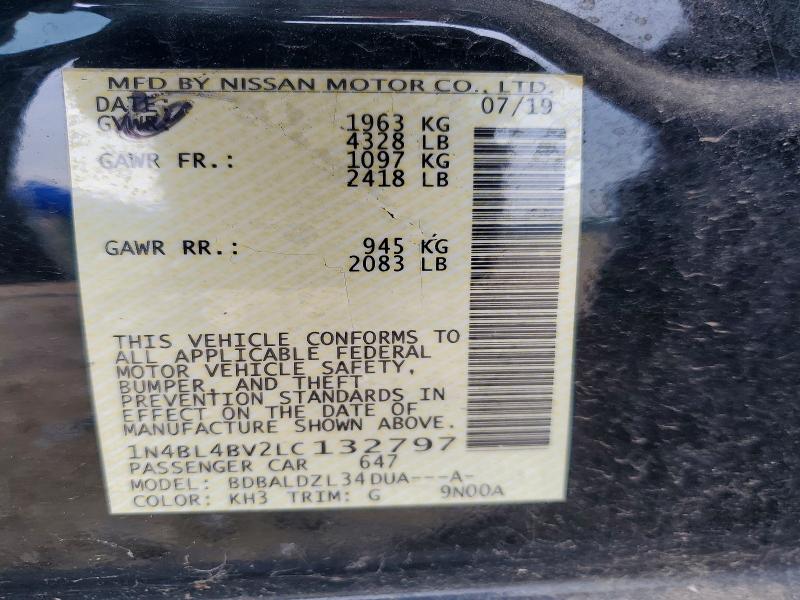 63389726 :رقم المزاد ، 1N4BL4BV2LC132797 vin ، 2020 Nissan Altima مزاد بيع