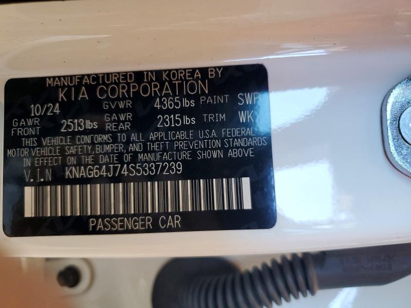 62087666 :رقم المزاد ، KNAG64J74S5337239 vin ، 2025 Kia K5 مزاد بيع