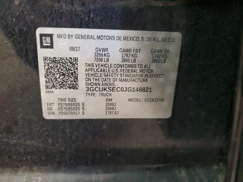 Aukcja sprzedaży 2018 Chevrolet Silverado, vin: 3GCUKSEC0JG148821, numer aukcji: 60306986