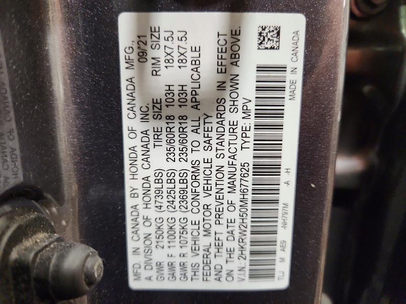 Продаж на аукціоні авто 2021 Honda Cr-v, vin: 2HKRW2H50MH677625, номер лоту: 60198926